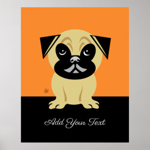 Personlig - pug på Orange - bakgrund Poster