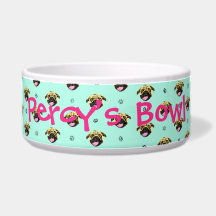 Personlig Pug Print Hund Bowl