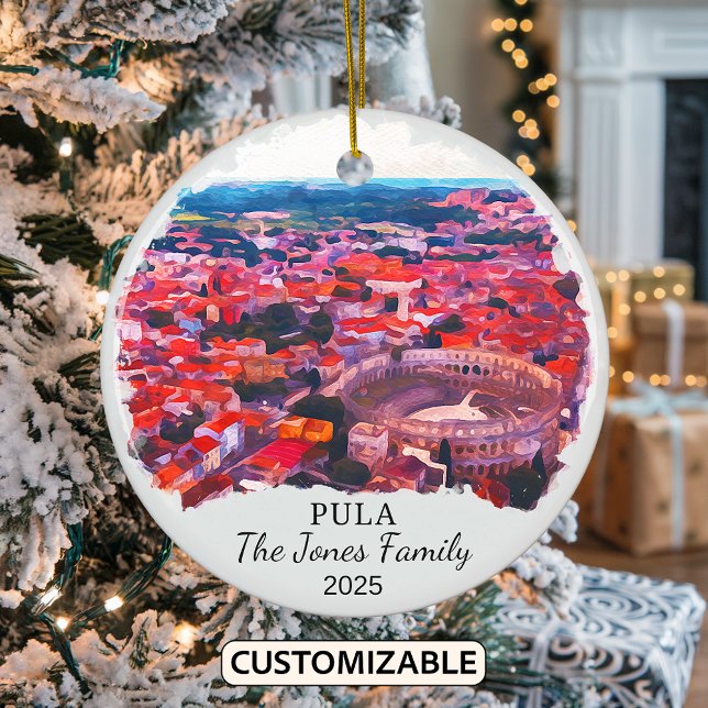 Personlig Pula Ornament, Kroatien Julgransprydnad Keramik (Skapare uppladdad)