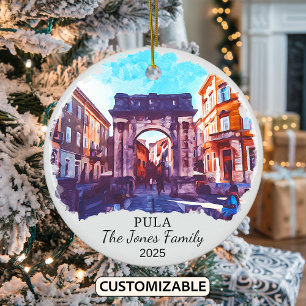 Personlig Pula Ornament, Kroatien Julgransprydnad Keramik