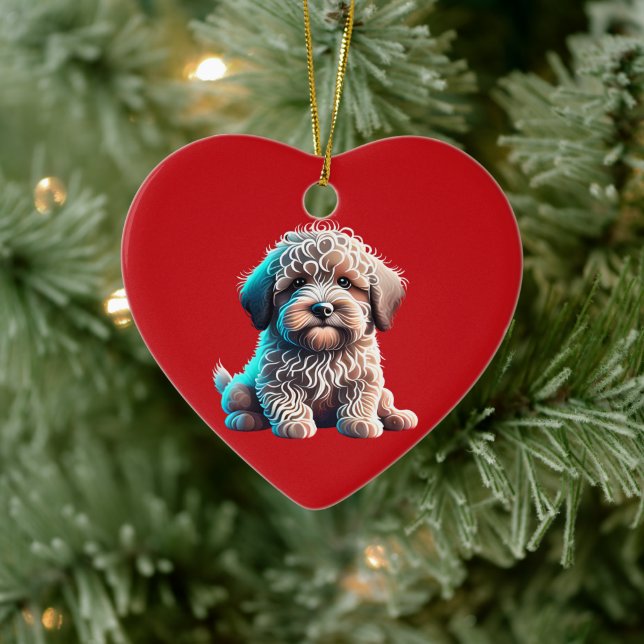 Personlig Puli Valp Jul Röd Julgransprydnad Keramik (Träd)