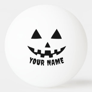 Personlig Pumpkin Halloween Namn Black & White Pingisboll