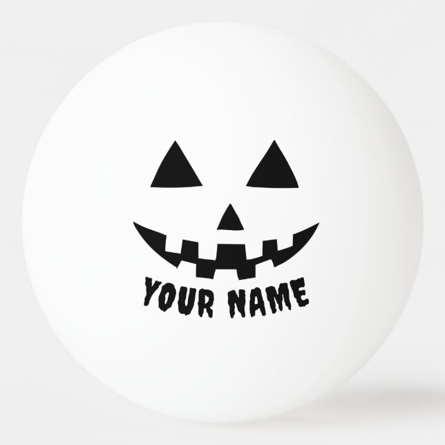 Personlig Pumpkin Halloween Namn Black & White Pingisboll (Framsidan)