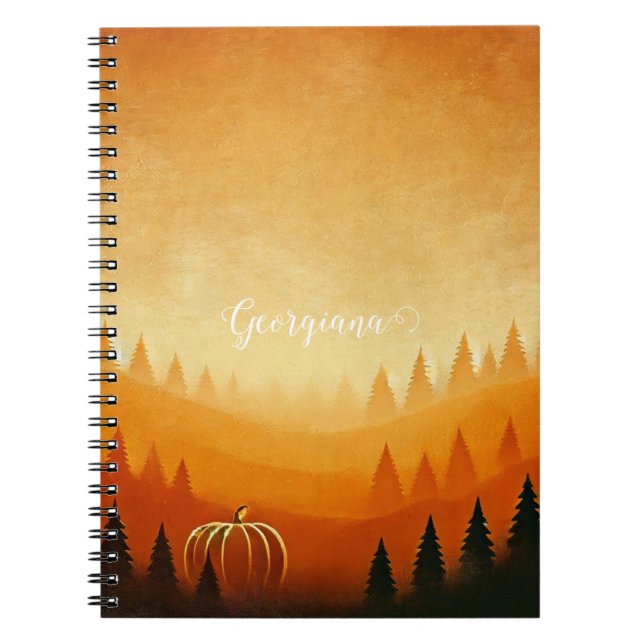 Personlig Pumpkin Harvest Autumnal Harvest Anteckningsbok (Framsidan)