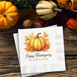 Personlig Pumpkin & Höst löv Thanksgiving Pappersservett