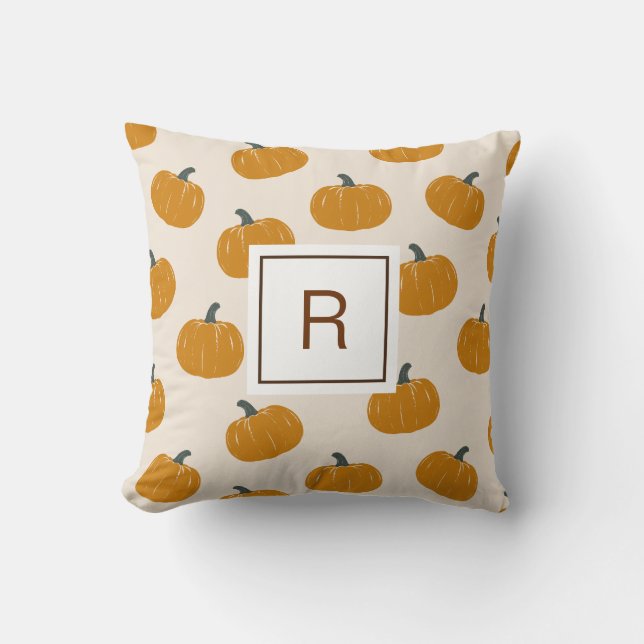 Personlig Pumpkin Patch Monogram Kudde (Framsida)
