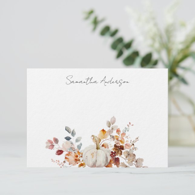 Personlig Pumpkin - platt anteckningskort för höst (Stående Fram)