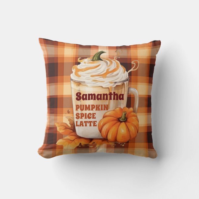 Personlig Pumpkin Spice Latte Kudde (Framsida)