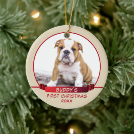 Personlig Puppy 1:a julpet Foto Red Julgransprydnad Keramik