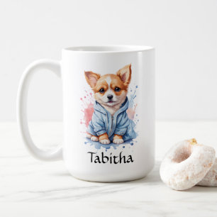 Personlig Puppy Watercolor Illustration Kaffemugg