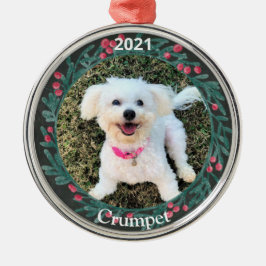 Personlig Puppys första julfoto Julgransprydnad Metall