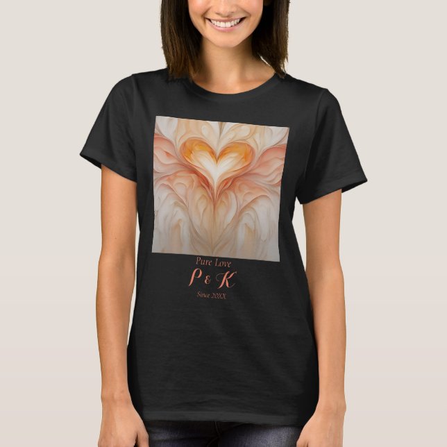 Personlig "Pure Kärlek" Monogram för par T Shirt (Framsida)