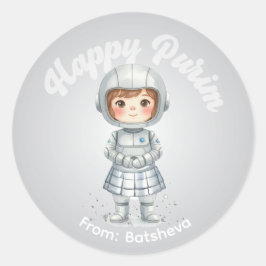 Personlig Purim-dekal – Robottema Runt Klistermärke