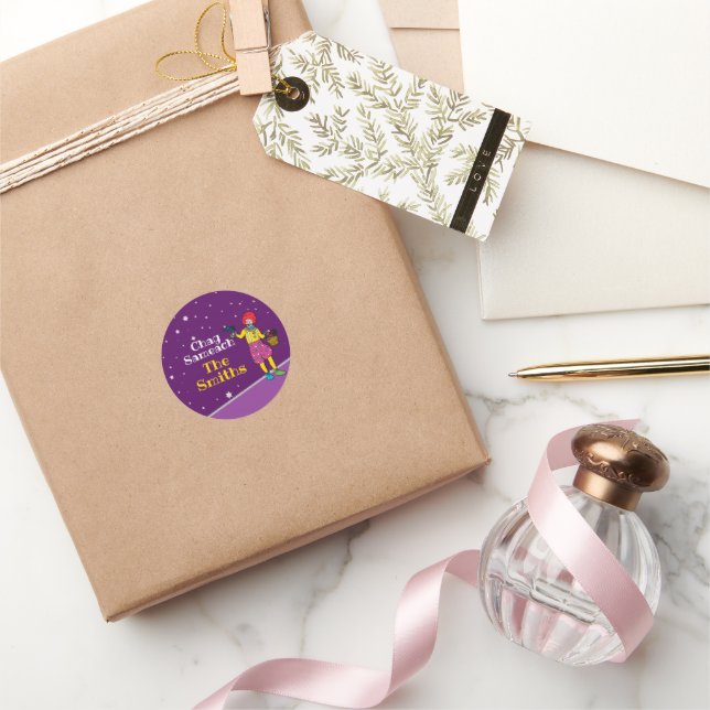Personlig Purim - Klassisk rund etikett (Gifting)