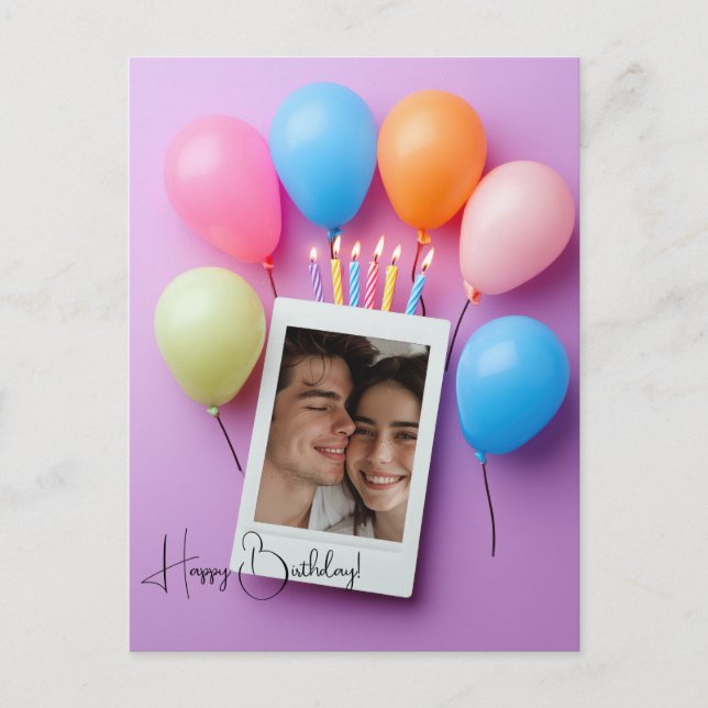 Personlig Purple Glad födelsedag Poloraid Vykort (Framsida)