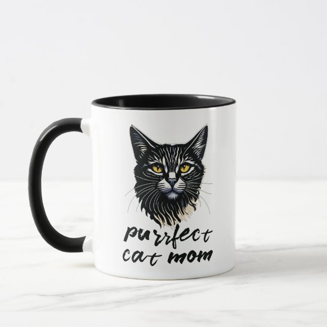 Personlig Purrfect Cat Mamma Mugg (Vänster)