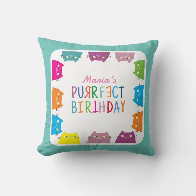 Personlig Purrfect Födelsedag Kudde (Framsida)