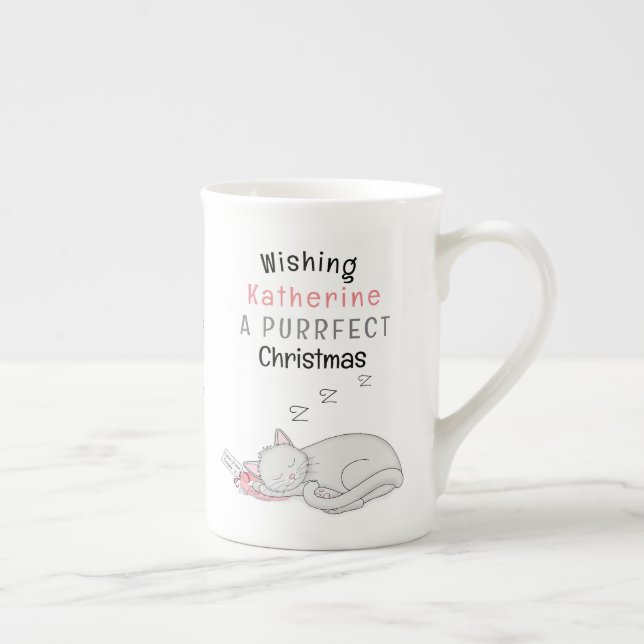Personlig Purrfect-julklapp Bone China Mugg Benporslin Mugg (Höger)
