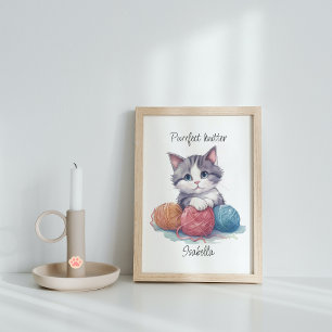 Personlig Purrfect Knitter Cat for Yarn Älskare Poster