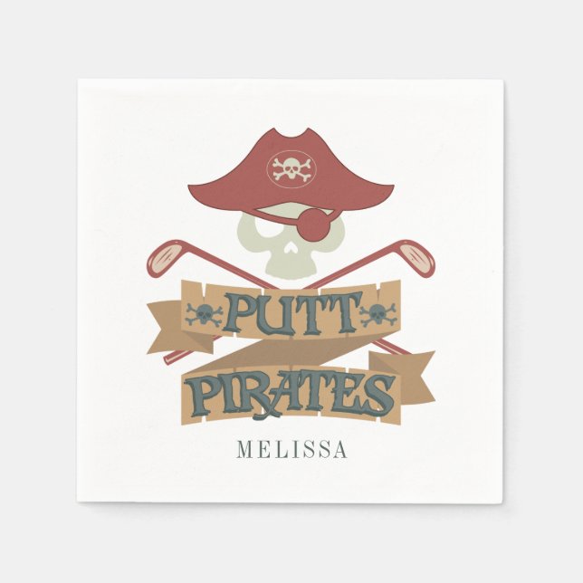 Personlig Putt Pirater Golfing Hobby Papper Napk Pappersservett (Framsidan)
