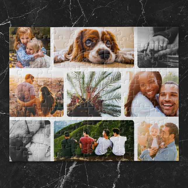 Personlig Puzzle 9 Photo Collage in White Ram Pussel (Skapare uppladdad)