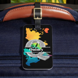 Personlig Q Ursprungligt Silver Monogram Ditt namn Bagagebricka