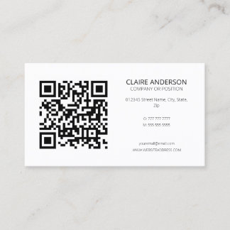 Personlig QR Code Modern White Anpassningsbar Logo Visitkort