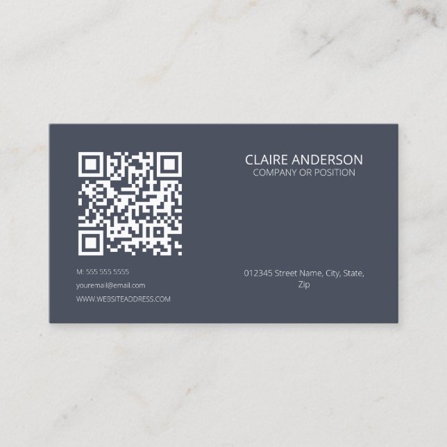 Personlig QR Code Modern White Anpassningsbar Logo Visitkort (Framsida)
