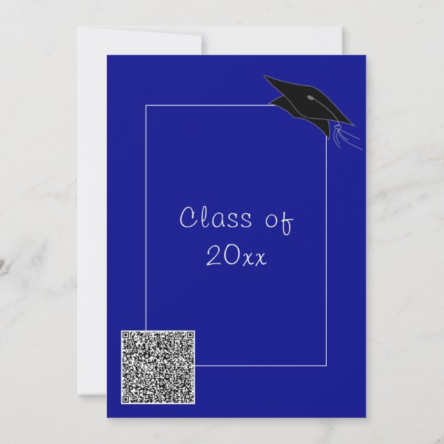 Personlig QR-kod Blå examensfest-inbjudan (Baksida)