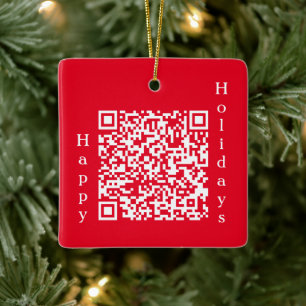 Personlig QR-kod Glad helg Anpassningsbar Text Julgransprydnad Keramik