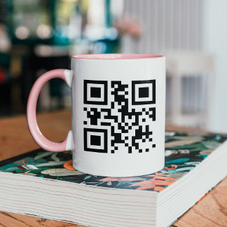 Personlig QR-kod Mugg med Rosa Handle