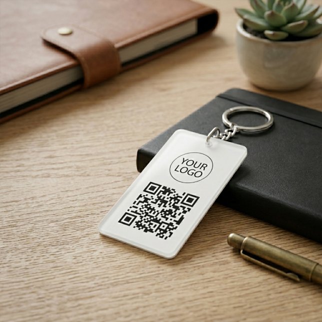 Personlig QR-kod näringslivskort Din logotyp vit (Skapare uppladdad)
