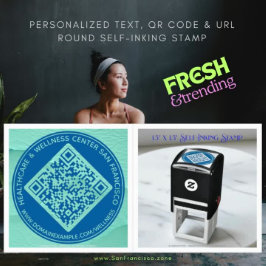 Personlig, QR-kod och URL-runda Självfärgande Stämpel
