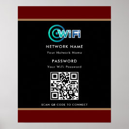 Personlig QR-kod, svart WiFi-nätverkslösenord Poster