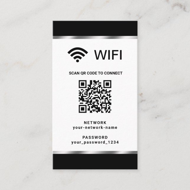 Personlig QR-kod WiFi-nätverk och lösenord Visitkort (Framsida)