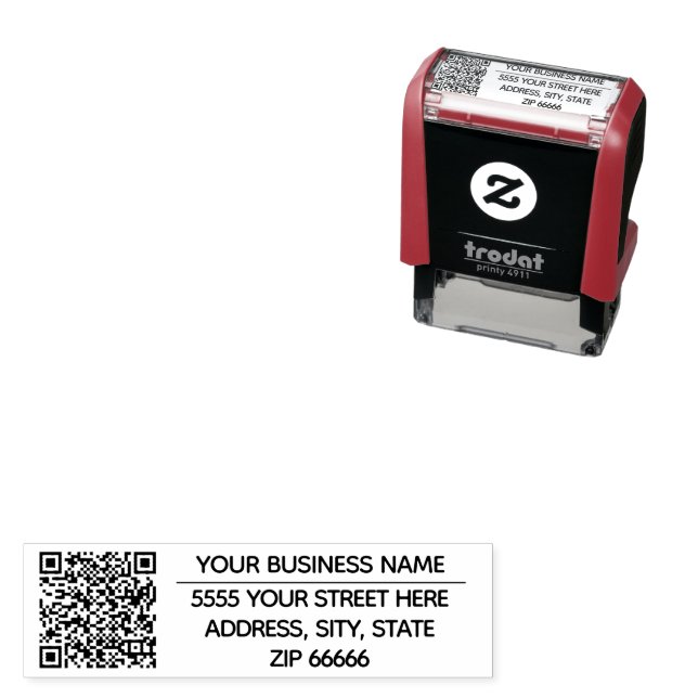 Personlig QR-koden Namn Returadress Frimärke Självfärgande Stämpel (In Situ)