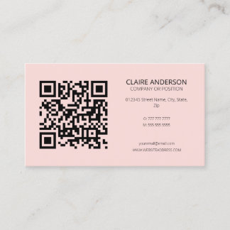 Personlig QR-Logotyp för modern Rosa Anpassningsba Visitkort