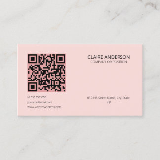 Personlig QR-Logotyp för modern Rosa Anpassningsba Visitkort