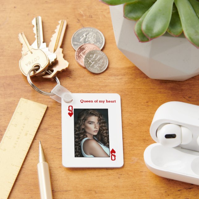Personlig Queen of Hearts Nyckelring (Skrivbord)