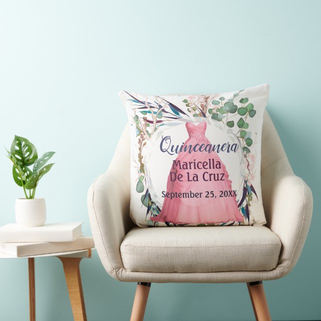 Personlig Quinceanera Gift Rosa Dress Kudde (Stol)