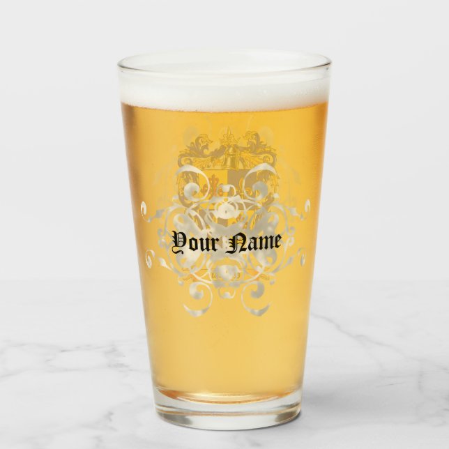 Personlig Quintana Surname Shield of Arm Glass Glaskopp (Baksida fylld)