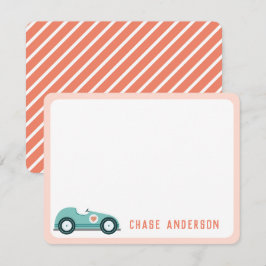 Personlig racerbil anteckningskort för pojkar