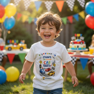 Personlig racerbil-födelsedag Barnbilsparty T Shirt