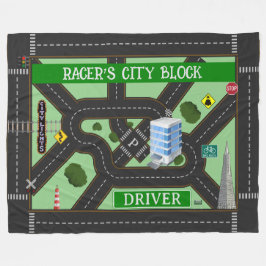 Personlig Racers City Block Play Fleecefilt