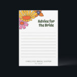 Personlig råd till Groovy Blommigt för Bride<br><div class="desc">Ge, den skam som ska bli lite groovy guidance med vår Personlig 70s Boho Blommigt Advice for the Bride Card! Det här återinspirerade kortet har klara blommigtar som fångar 70-talets fria innersta väsen. Perfekt för en boho-möhippa, gör det möjligt för gästerna att sin visdom, sina tips och sitt hjärtliga önskemål...</div>