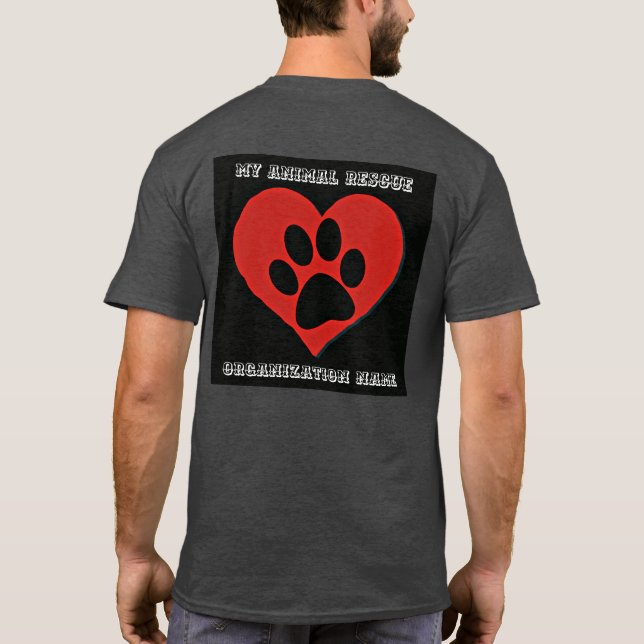 PERSONLIG RÄDDING ORGANIZATION LOGOTYP PAW UTSKRIF T SHIRT (Baksida)