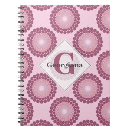 Personlig Radiant Dusky Ro Polka Dot Mandala Anteckningsbok