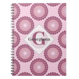 Personlig Radiant Dusky Ro Polka Dot Mandala Anteckningsbok