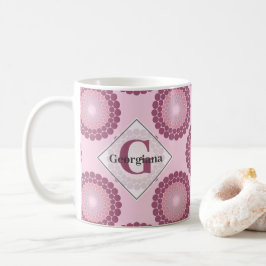 Personlig Radiant Dusky Ro Polka Dot Mandala Kaffemugg