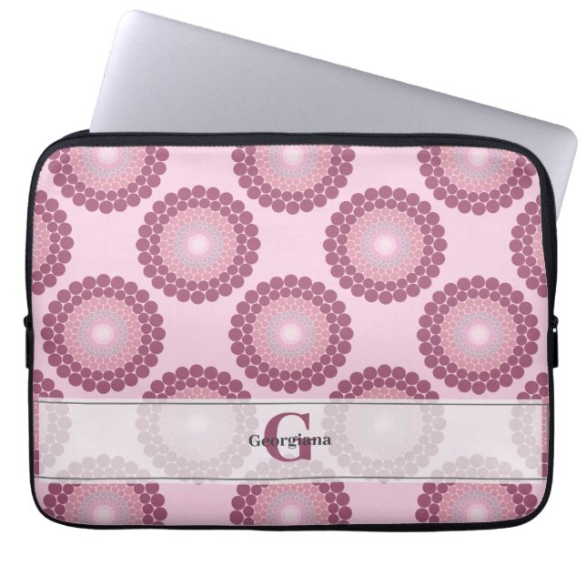 Personlig Radiant Dusky Ro Polka Dot Mandala Laptop Fodral (Framsidan)